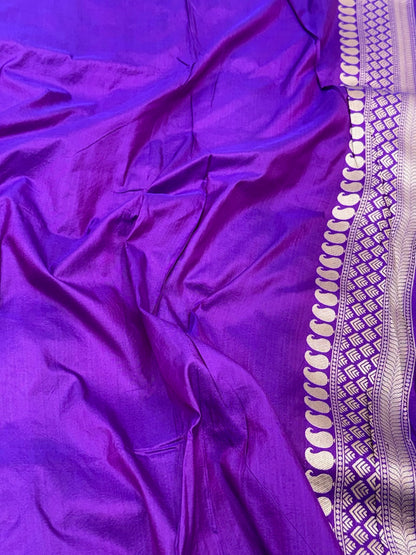 Purple Handwoven Banarasi Pure Katan Mulberry Silk Saree
