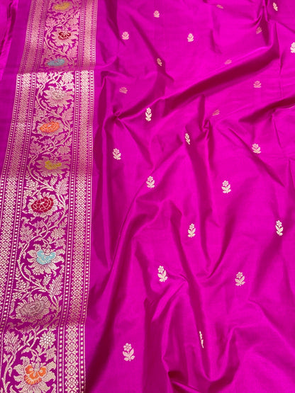 Red Pure Mulberry Katan Silk | Kadhwa Weave | Handwoven Banarasi Saree