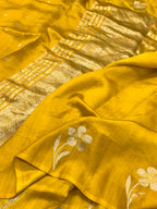 Yellow Pure Raw Mango Handwoven Silk Saree