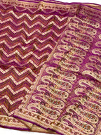 Magenta Pure Satin Silk Handwoven Banarasi Tanchoi Saree