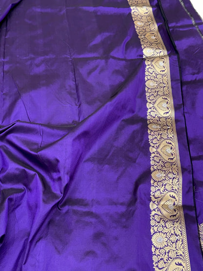 Purple Handwoven Banarasi Saree | Pure Katan Silk & Pure Mulberry Silk