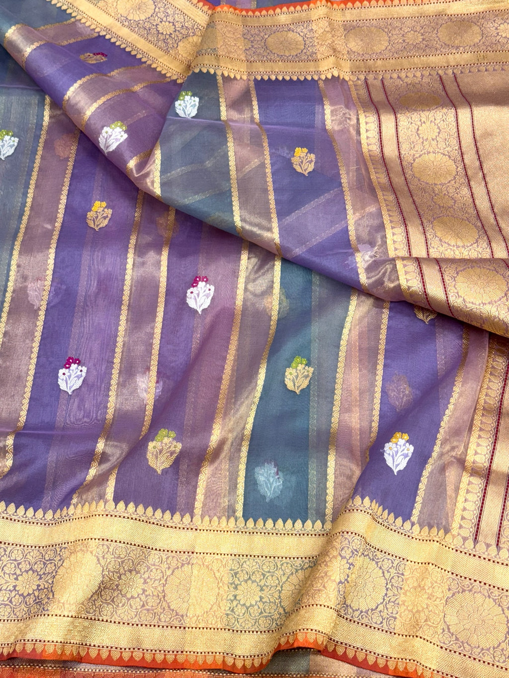 Purple Kora Tissue Handwoven Saree
