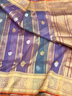 Purple Kora Tissue Handwoven Saree