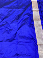 Blue Pure Mulberry Katan Silk Handloom Banarasi Saree