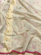 Orange Exclusive Ektara Jamdani Handloom Banarasi Saree | Pure Muslin Cotton Banarasi Saree