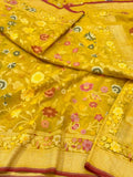 Mustard Yellow Handloom Ektara Banarasi Saree | Pure Muslin Cotton Jamdani Banarasi Saree