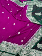Magenta Pure Chiffon Georgette Handwoven Saree