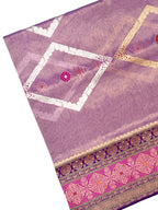 Purple Kora Tissue Pure Handwoven Saree