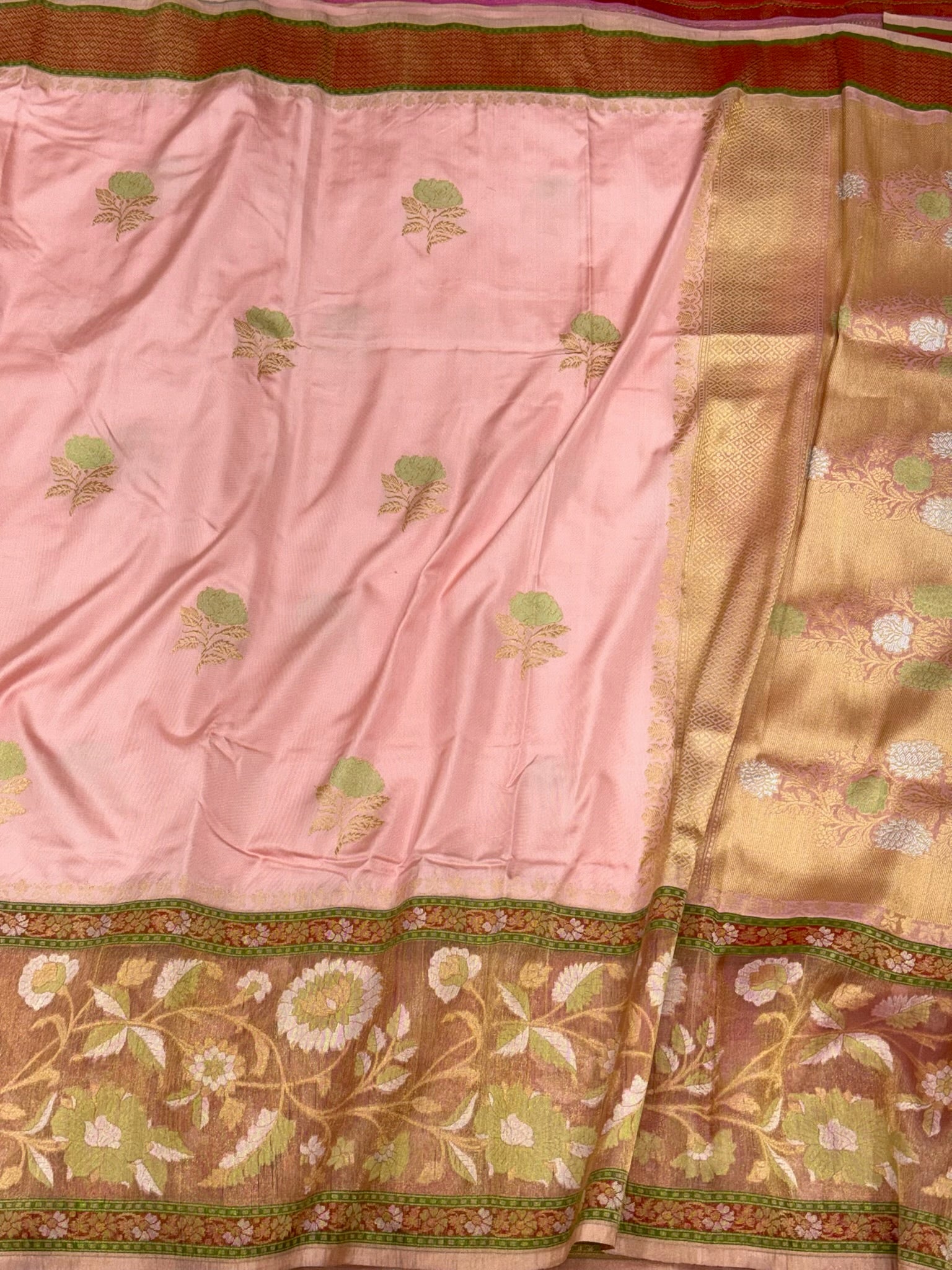 Powder Pink Pure Mulberry Katan Silk Handwoven Banarasi Saree - Where Tradition Meets Modern Grace