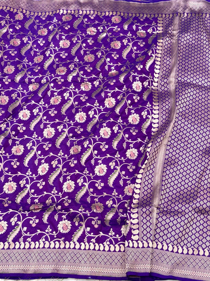 Purple Handwoven Banarasi Pure Katan Mulberry Silk Saree