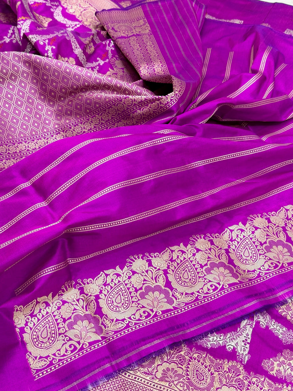 Magenta Katan Silk Pure Handwoven Saree