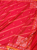 Red Pure Double Katan Silk Handloom Jamdani Banarasi Saree- Ektara Weave
