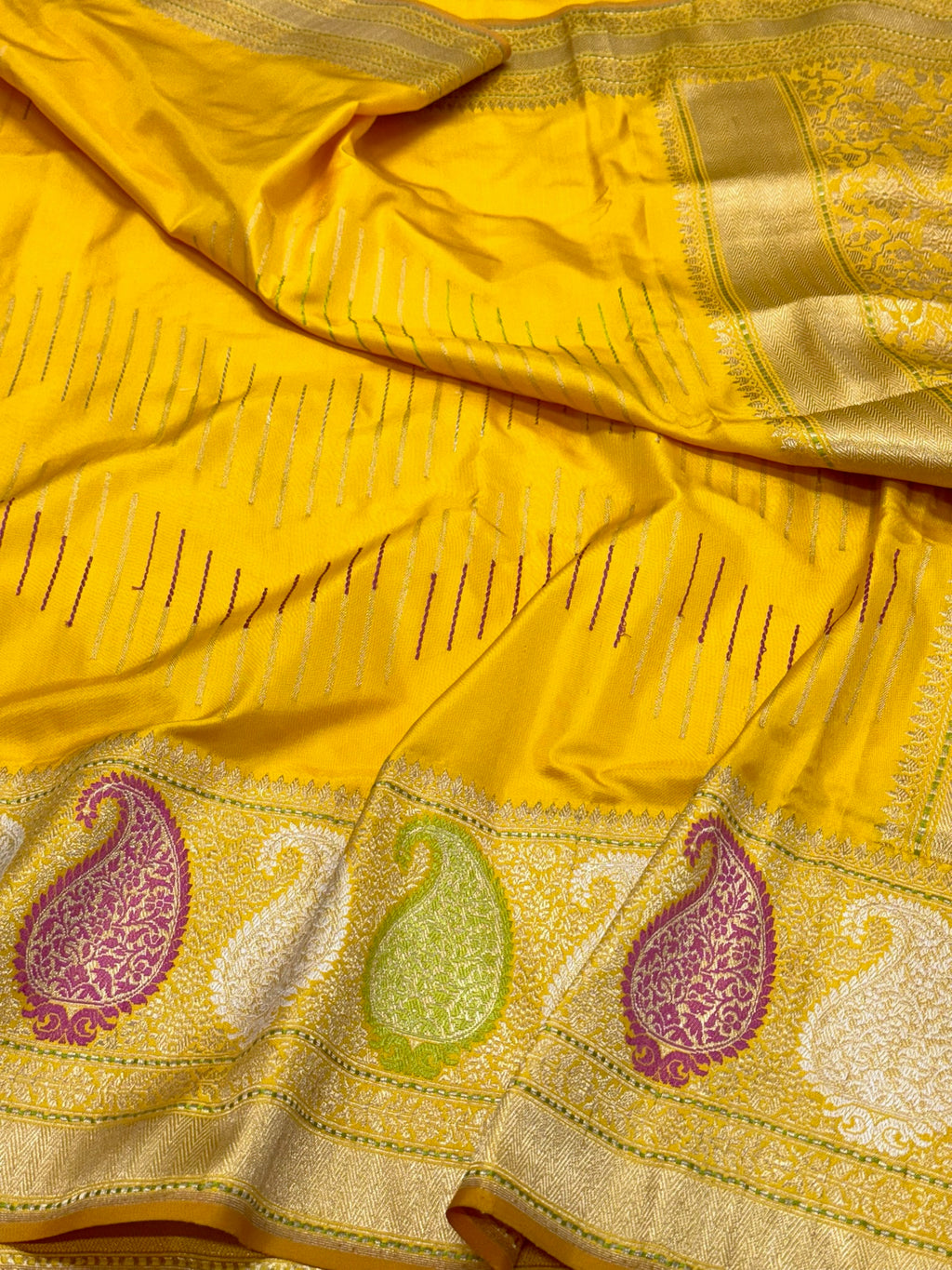 Yellow Ektara Weave Pure Banarasi Handwoven Saree