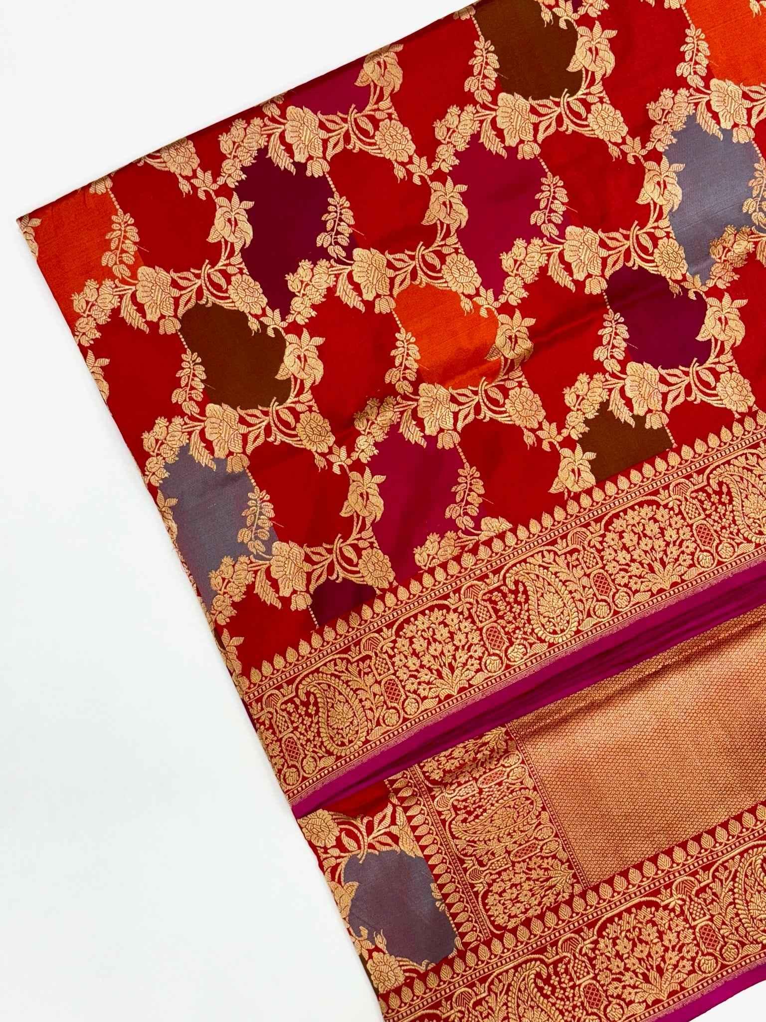Red Pure Katan Silk Rangkaat Saree