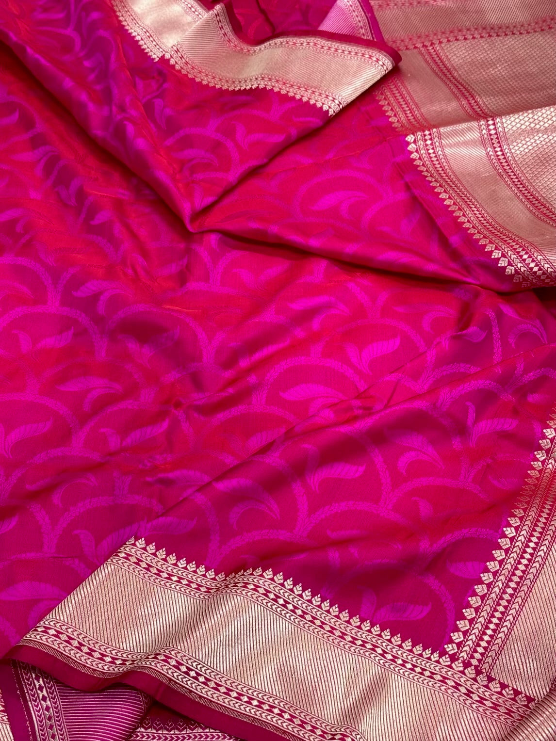 Pink Pure Satin Silk Handwoven Banarasi Saree