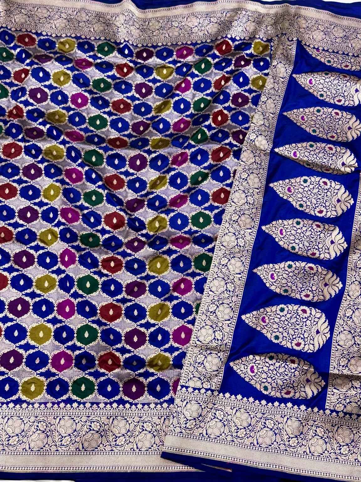 Orange Pure Katan Silk & Pure Mulberry Silk Rangkaat Handloom Modern Banarasi Saree