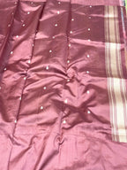 Mauve Pink Pure Kora Silk Modern Handwoven Banarasi Saree-Kadhuwa Weave