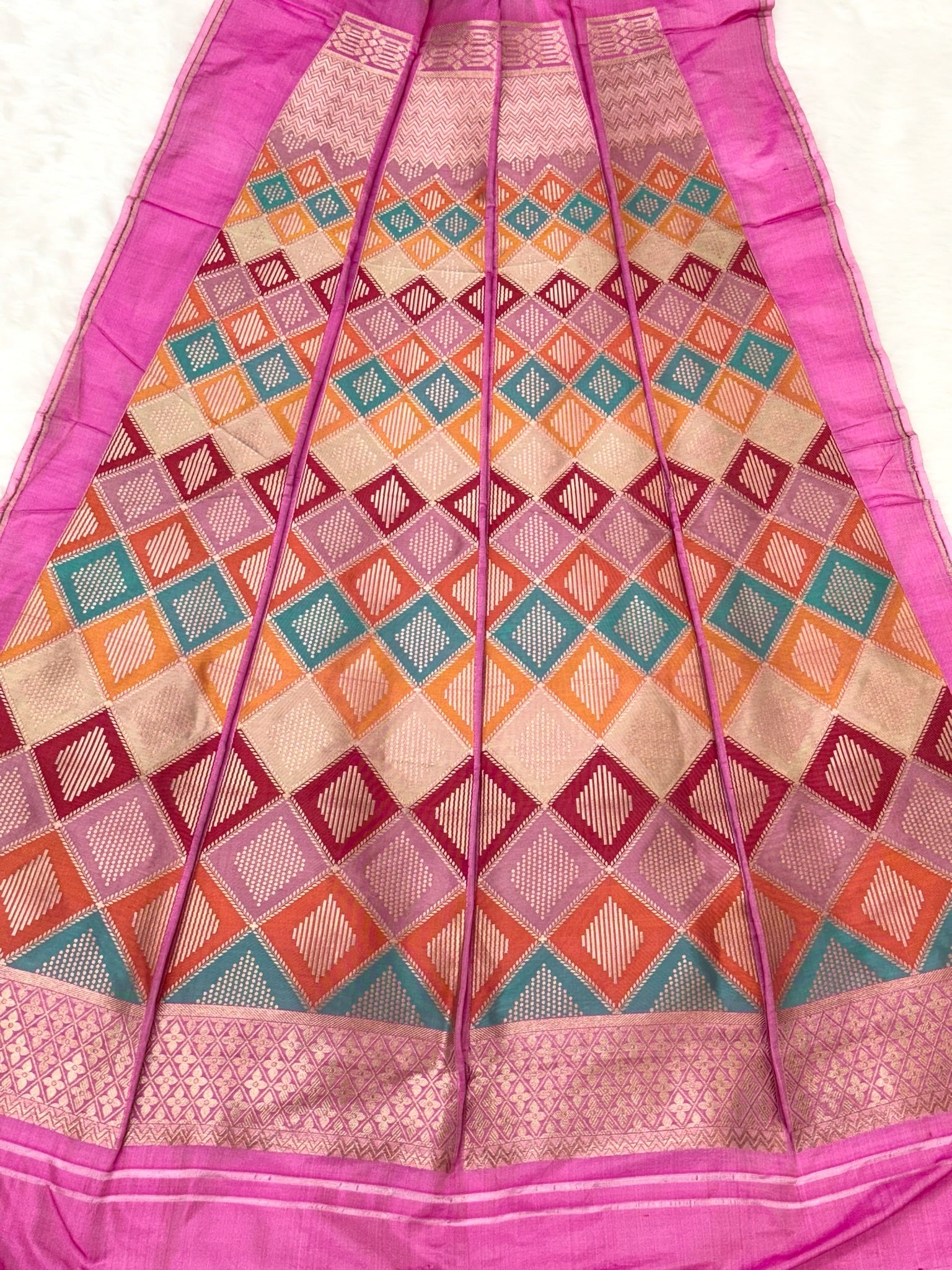 Pink Katan Silk Rangkaat Pure Handwoven Lahenga