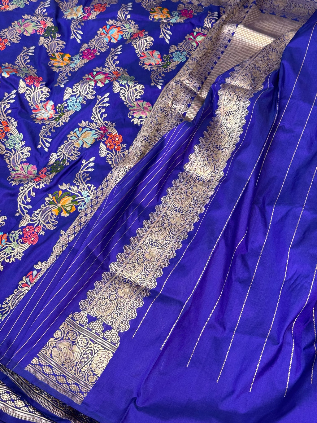 Blue Katan Silk Pure Handwoven Saree