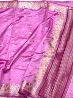 Neon Pink Pure Mulberry Chiniya Silk Lightweight Banarasi Saree