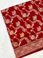 Red  Katan Silk Pure Handwoven Saree