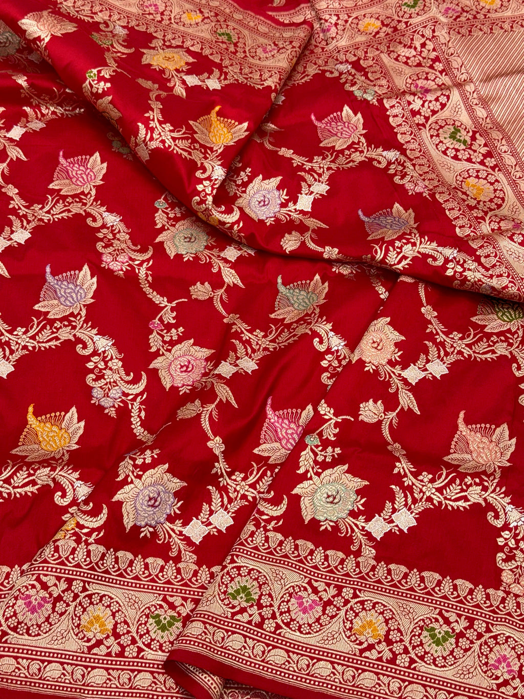 Red  Katan Silk Pure Handwoven Saree