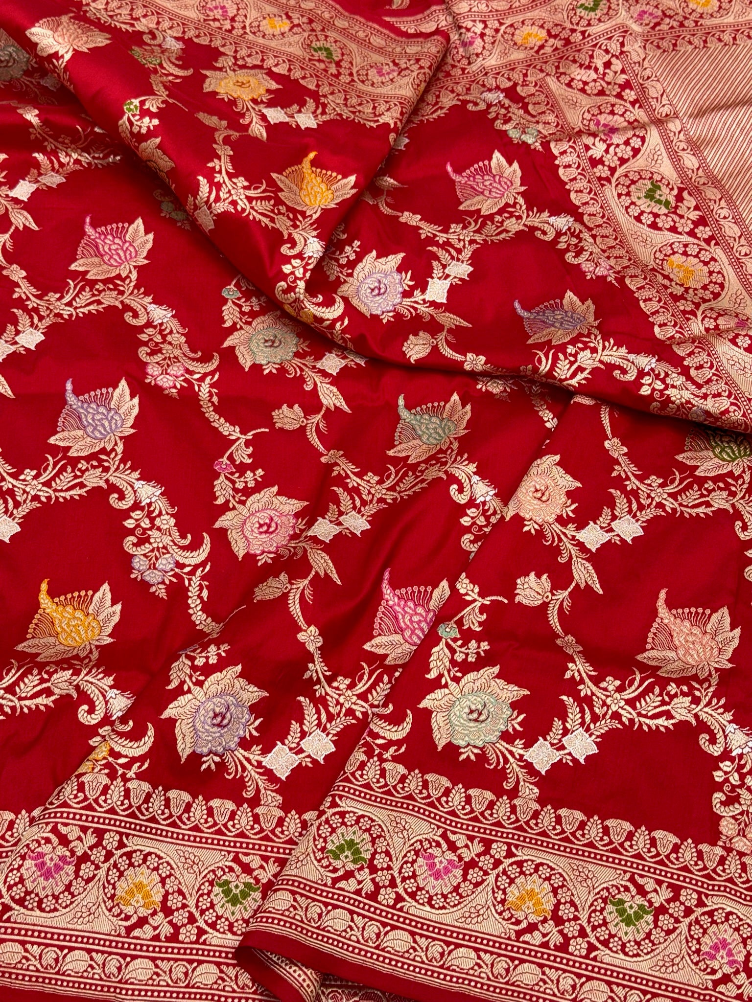 Red  Katan Silk Pure Handwoven Saree