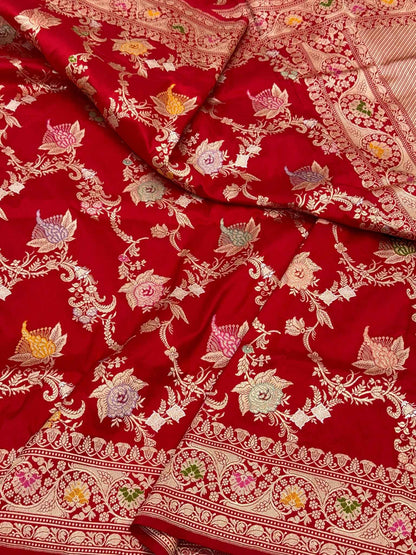 Red  Katan Silk Pure Handwoven Saree