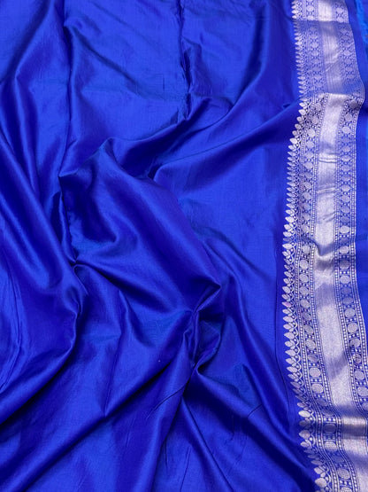 Blue Pure Katan Mulberry Silk Handloom Saree | Ektara Jamdani Banarasi Saree