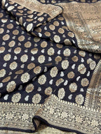 Goldish Pink Pure Katan Silk Handwoven Banarasi Saree