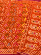 Orange Pure Muslin Cotton Jamdani Handloom Banarasi Lightweight Ektara Saree