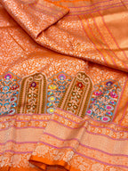 Orange Pure Katan Silk Handwoven Banarasi Brocade Saree