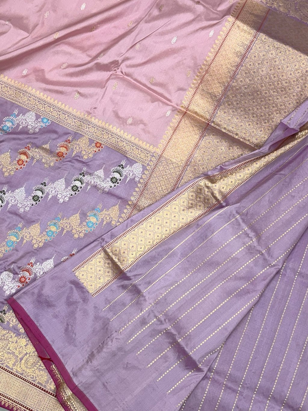 Mauve Lilac Pure Katan Silk Handwoven Saree