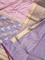 Mauve Lilac Pure Katan Silk Handwoven Saree