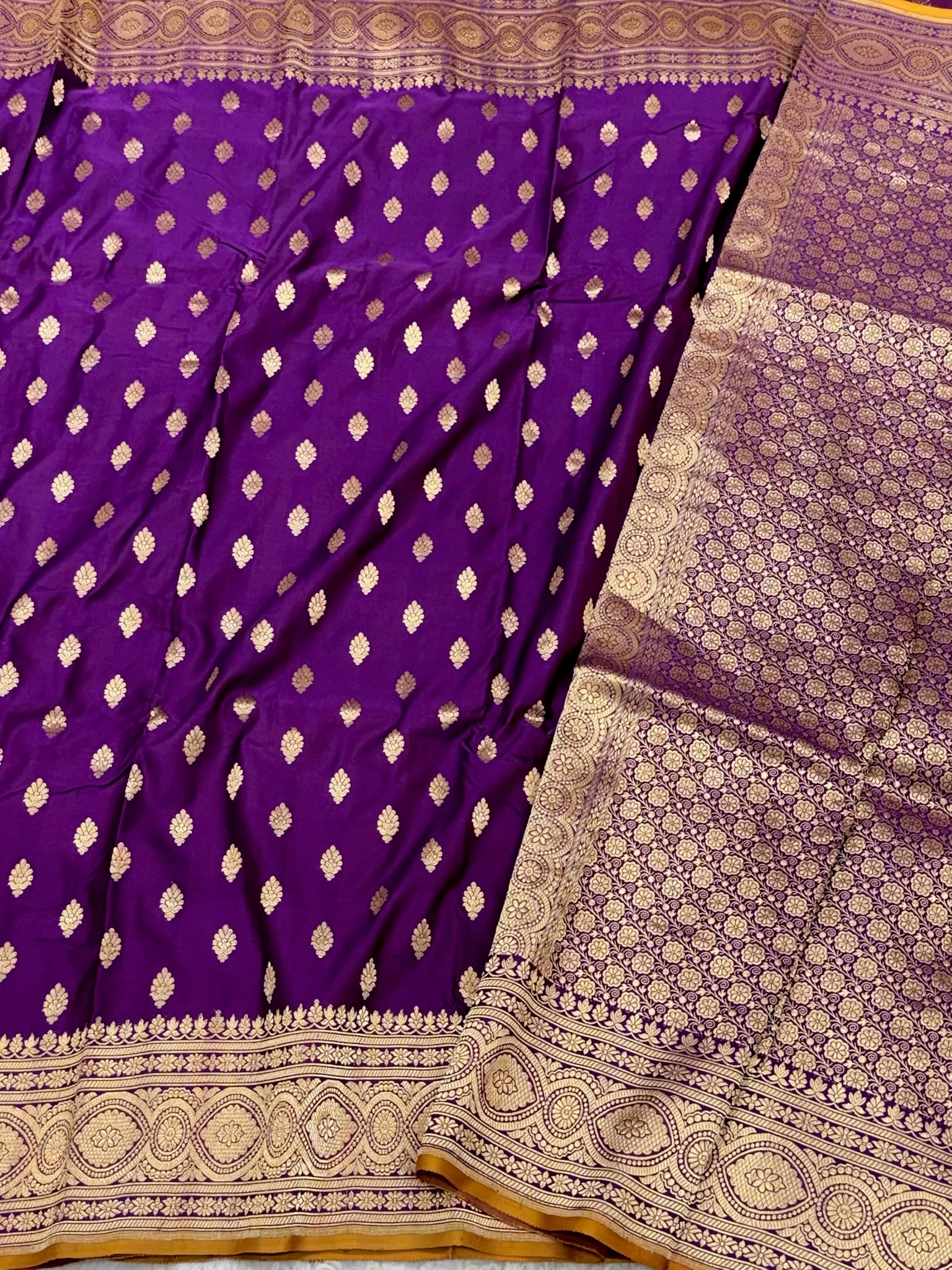 Purple Handloom Authentic Banarasi Saree - Pure Mulberry Katan Silk Banarasi Saree