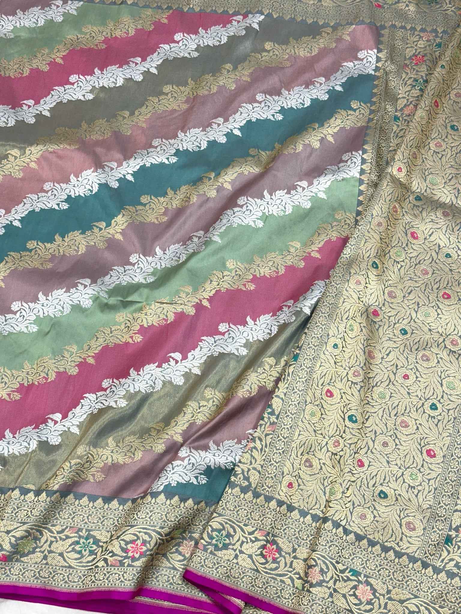 Grey Katan Silk Rangkaat Handwoven Saree