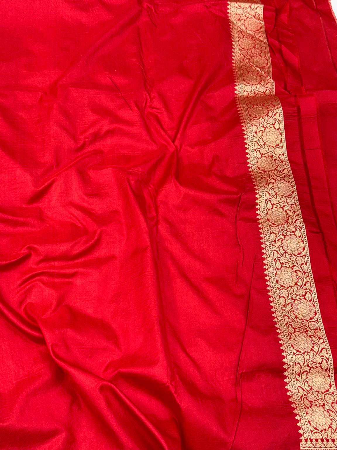 Red Pure Mulberry Katan Silk Banarasi Saree | Authentic Handloom Luxury