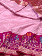 Lilac Pink Pure Katan Silk Handwoven Banarasi Saree