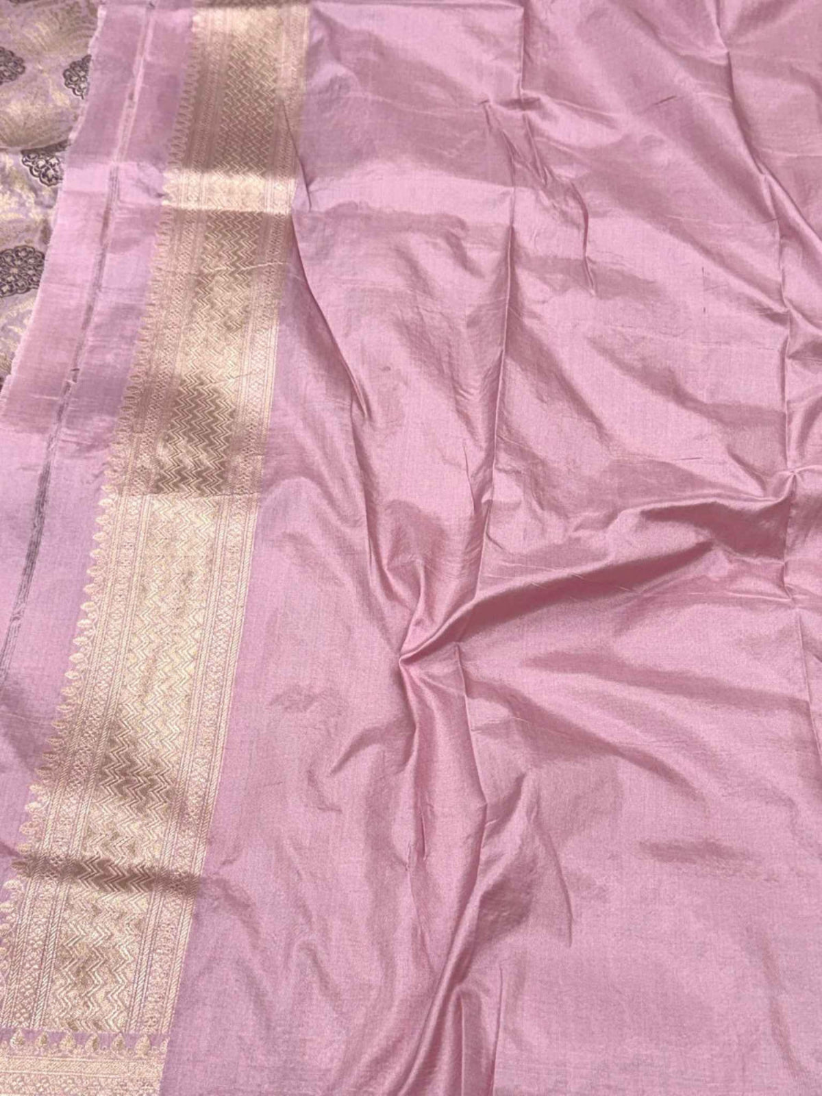 Mauve Pink Katan Silk Handloom Banarasi Brocade Saree