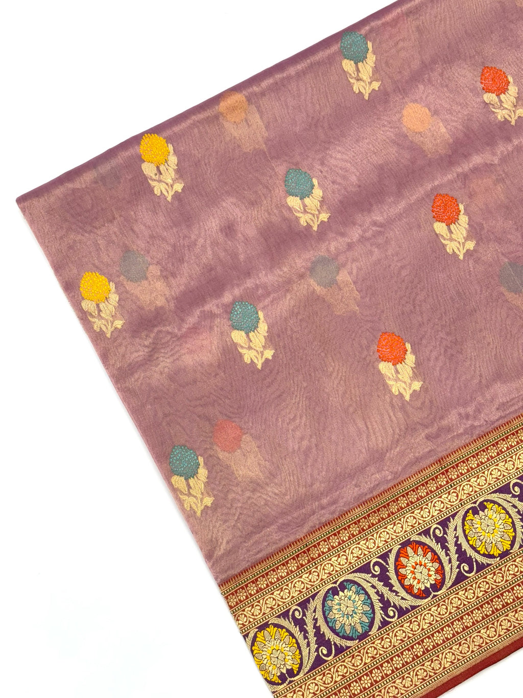 Magenta Purple Kora Tissue Pure Handwoven Saree