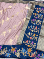 Mauve Pink 100% Pure Mulberry Katan Silk Handwoven Banarasi Saree