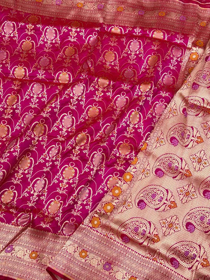 Red Orange Pure Katan Silk Handwoven Banarasi Saree