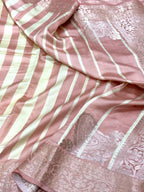 Peach Pink Pure Mulberry Chiniya Silk Lightweight Contemporary Saree