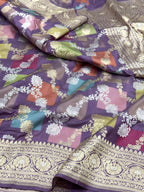 Lavender Pure Mulberry Katan Silk Handwoven Banarasi Saree - Rangkaat