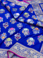 Blue Pure Katan Silk Banarasi Handwoven Saree
