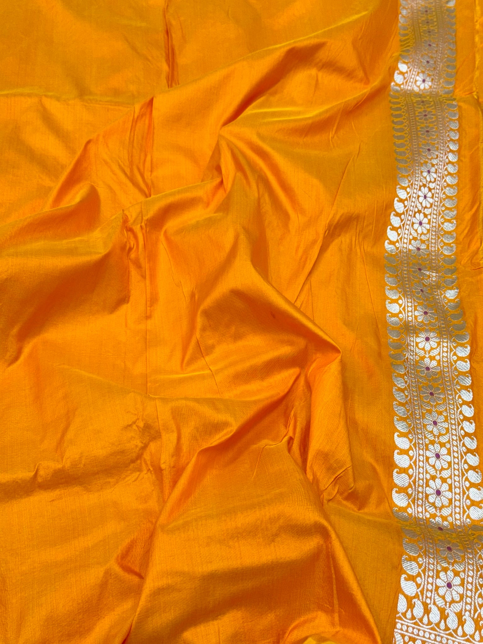 Pastel Orange Pure Mulberry Katan Silk Handloom Banarasi Modern Saree