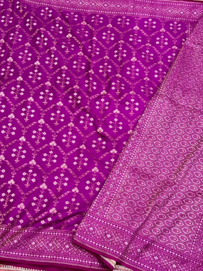 Magenta Purple Pure Katan Silk Handwoven Banarasi Saree |Ektara Weave|