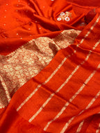 Rustic Orange Pure Raw Mango Silk Handwoven Saree
