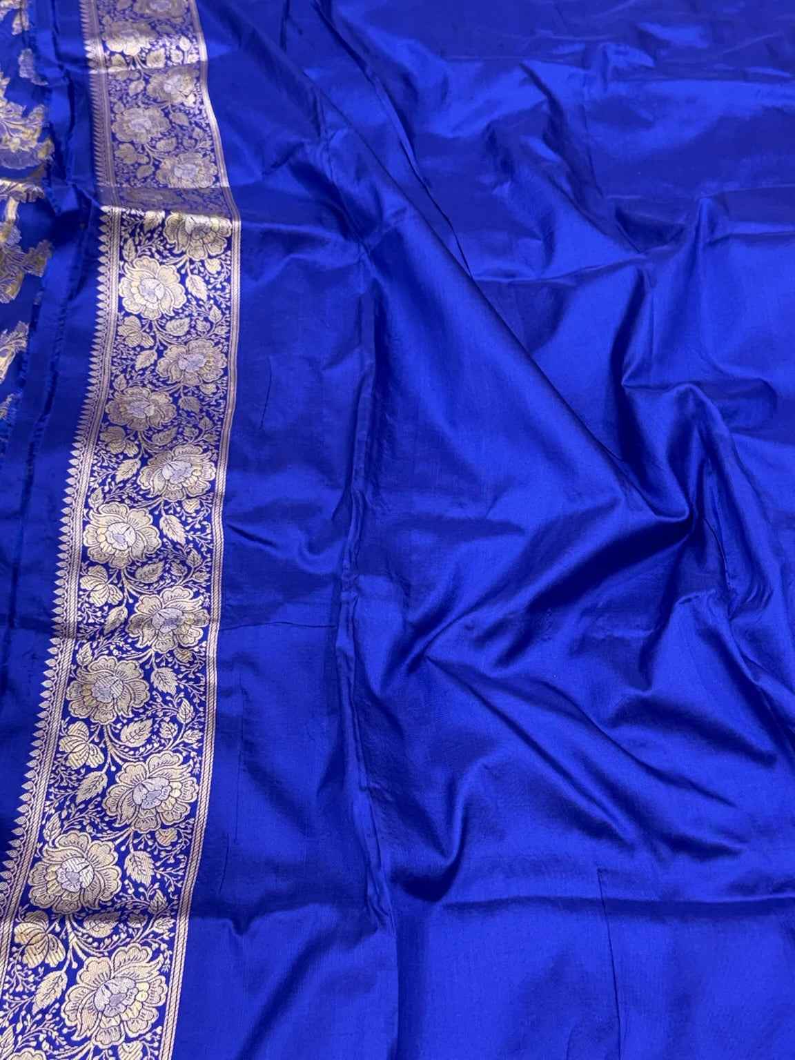 Blue Authentic Banarasi Saree | Pure Katan Mulberry Silk Handwoven Banarasi Sare - Timeless  Kadhwa Elegance