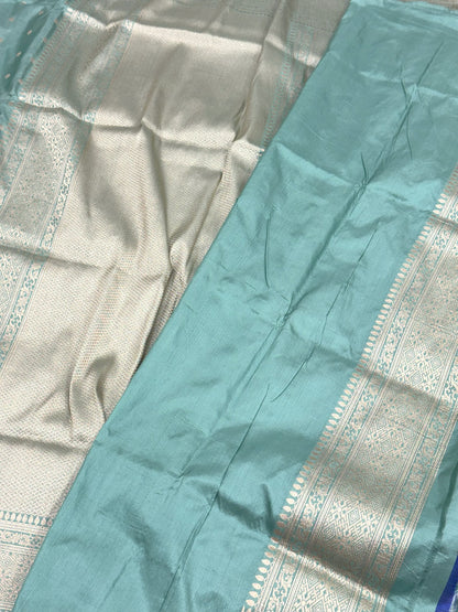 Green Pure Mulberry Katan Silk Handloom Banarasi Saree